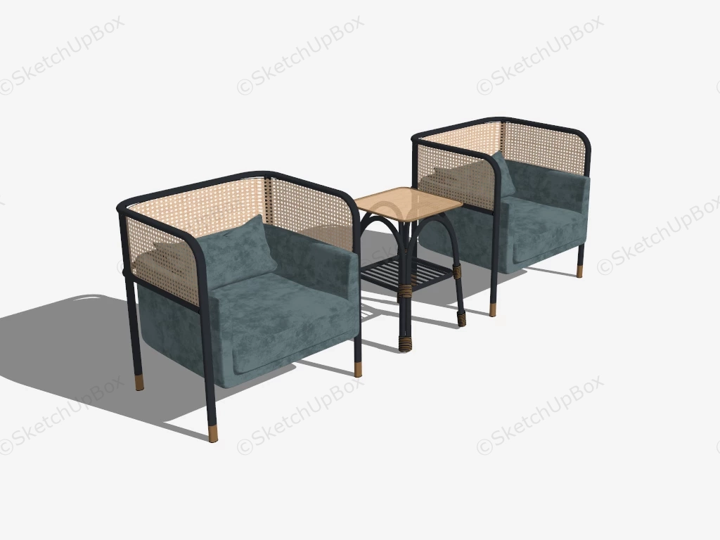 Bamboo Accent Chair And Table sketchup model preview - SketchupBox