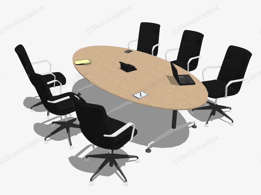 Small Oval Conference Table With Chairs sketchup model preview - SketchupBox