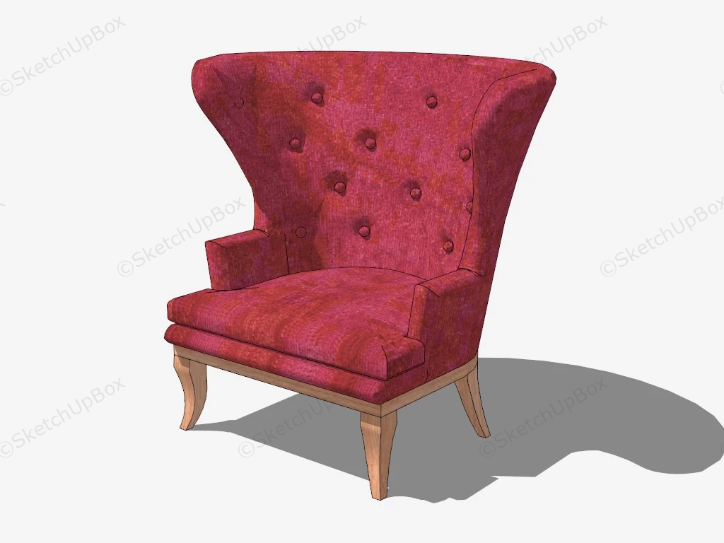 Tufted Wingback Chair sketchup model preview - SketchupBox