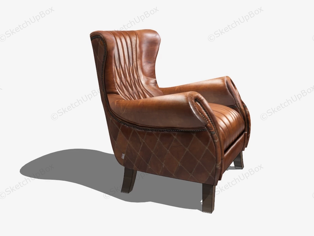 Brown Leather Wing Chair sketchup model preview - SketchupBox