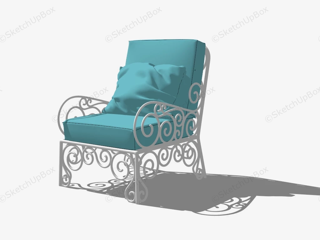 Patio Metal Chair With Cushion sketchup model preview - SketchupBox