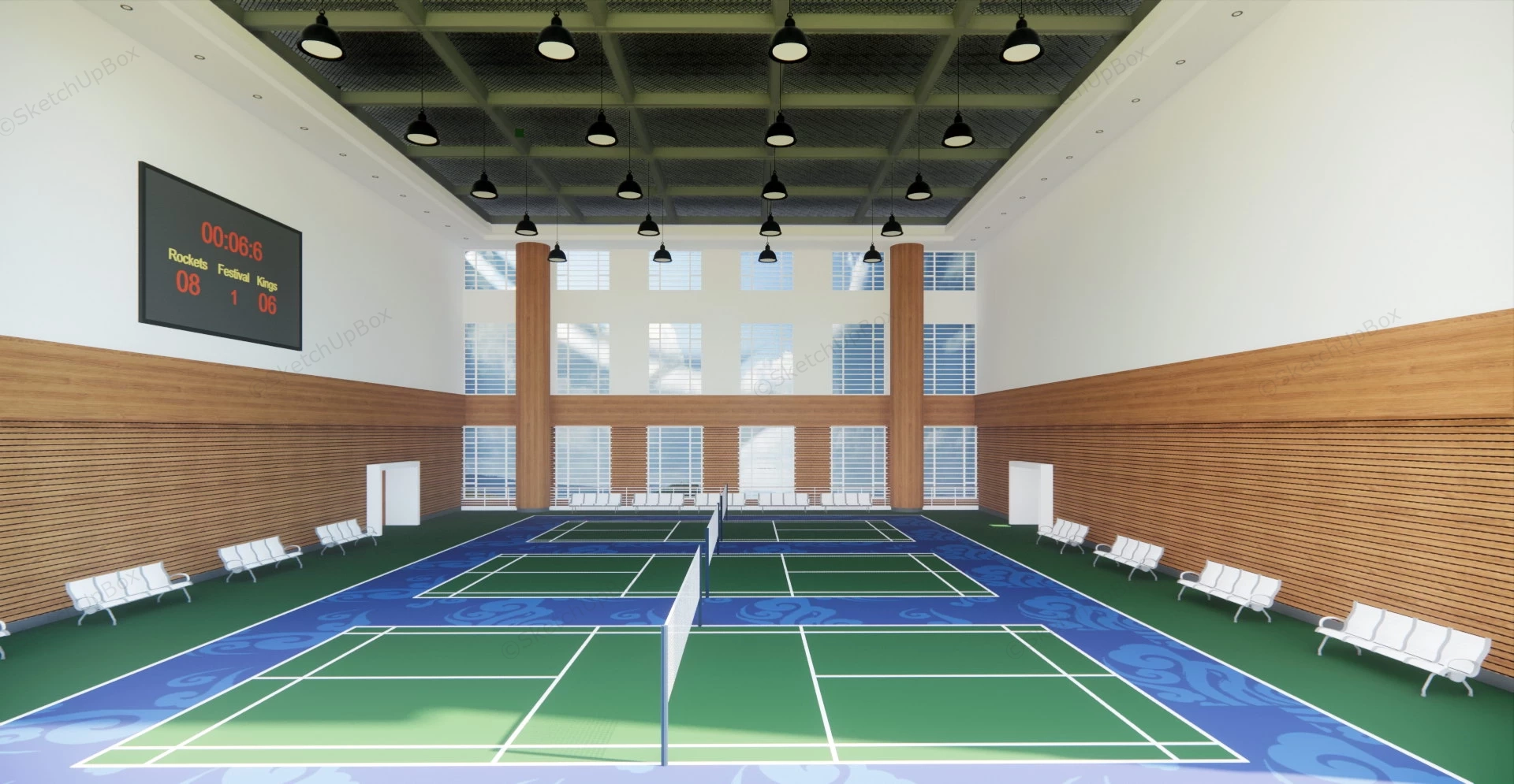 Indoor Badminton Courts sketchup model preview - SketchupBox