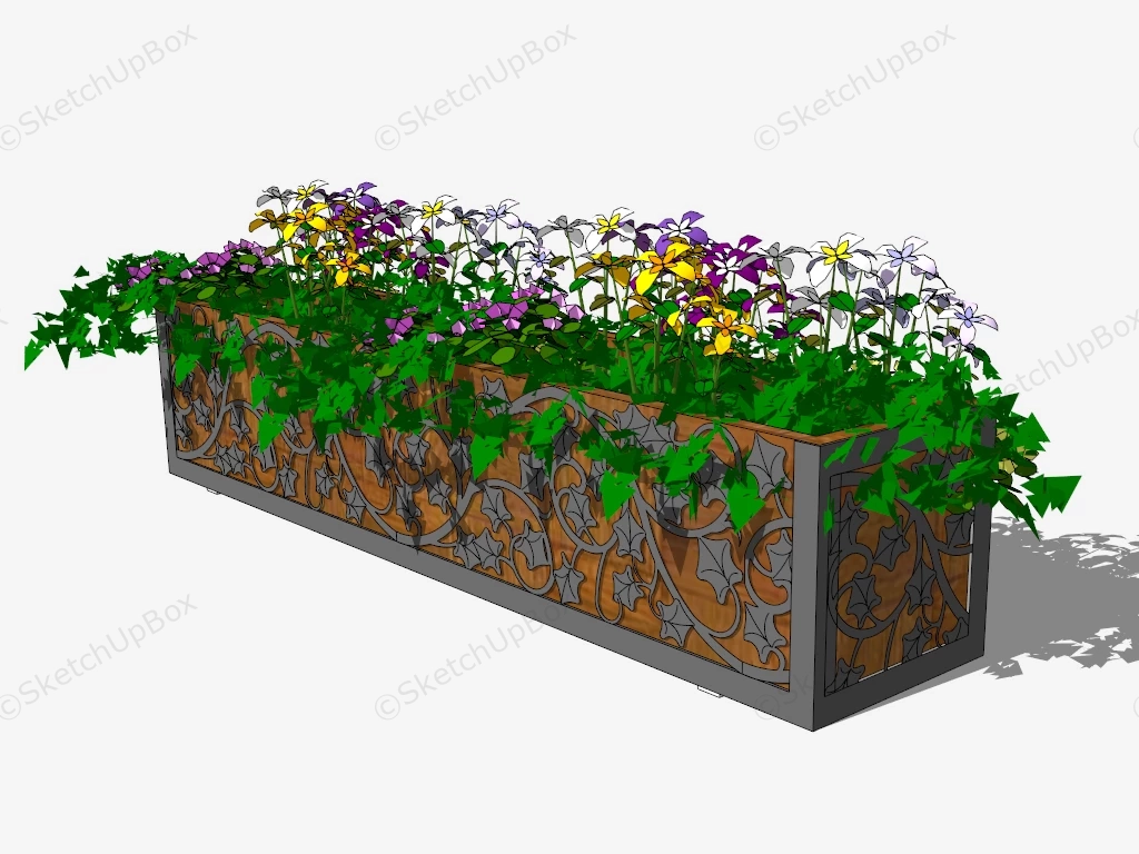Wooden Raised Garden Bed Planter sketchup model preview - SketchupBox