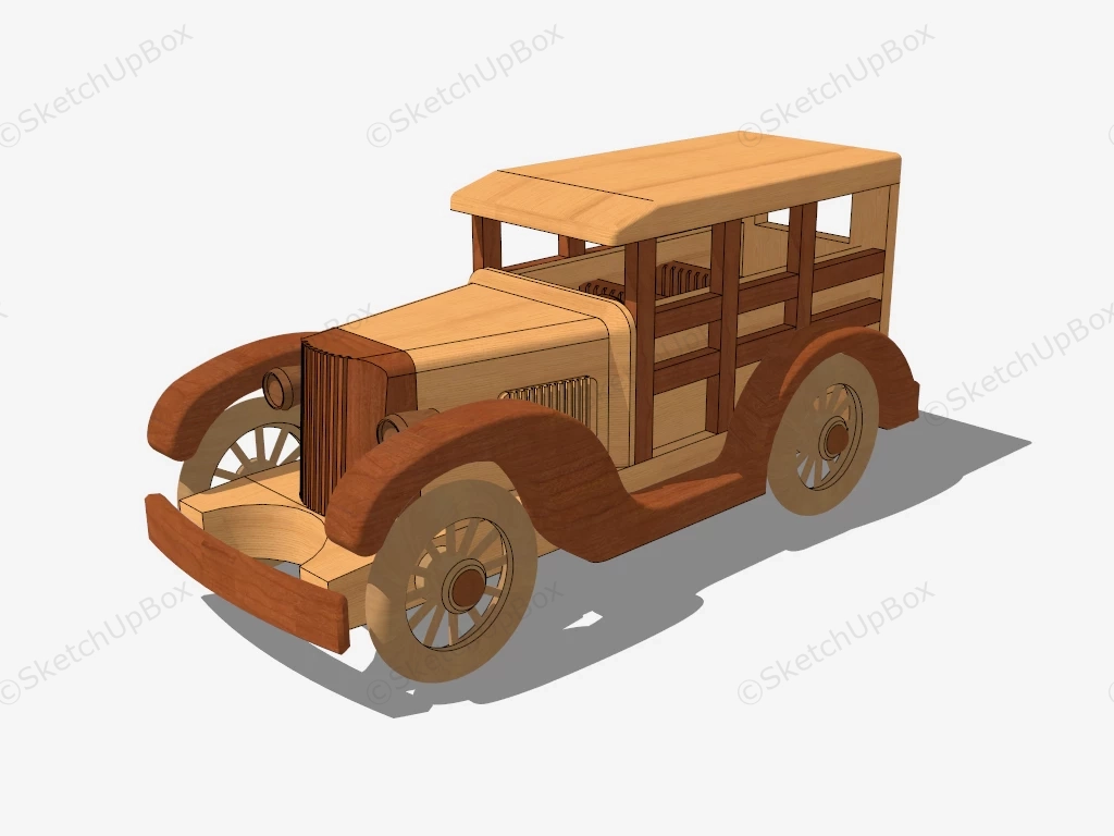 Vintage Wood Car sketchup model preview - SketchupBox