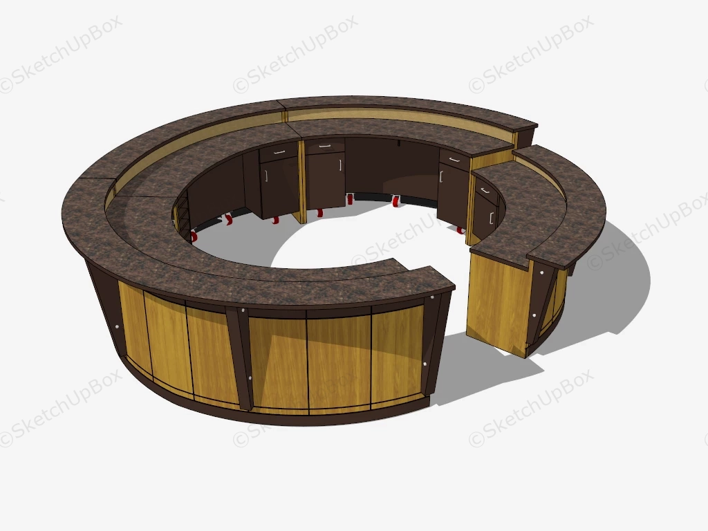 Round Reception Counter sketchup model preview - SketchupBox