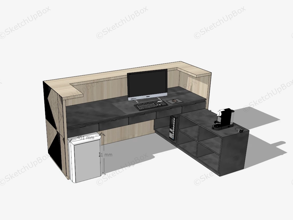 Small Reception Desk sketchup model preview - SketchupBox