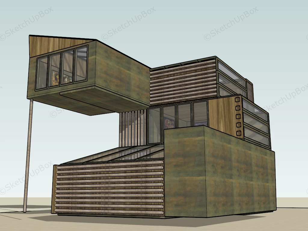 Box House Design Concept sketchup model preview - SketchupBox