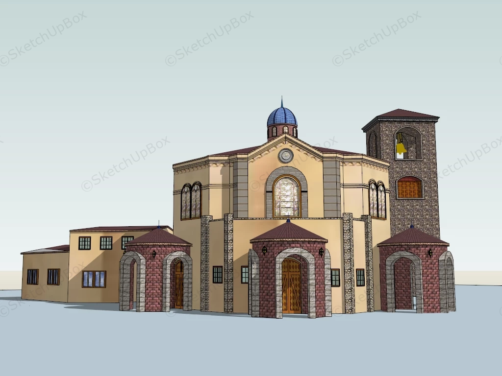 Romanesque Church Architecture sketchup model preview - SketchupBox