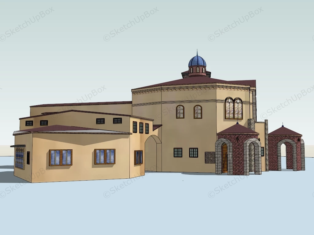 Romanesque Church Architecture sketchup model preview - SketchupBox