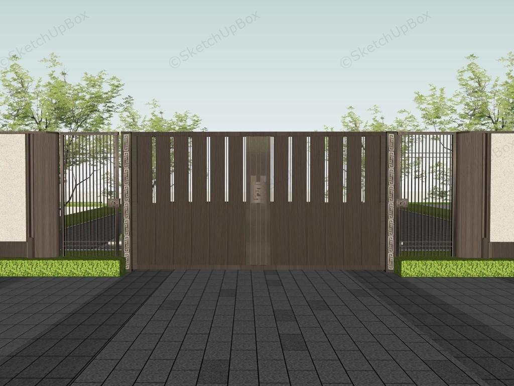 Traditional Style Driveway Gate sketchup model preview - SketchupBox