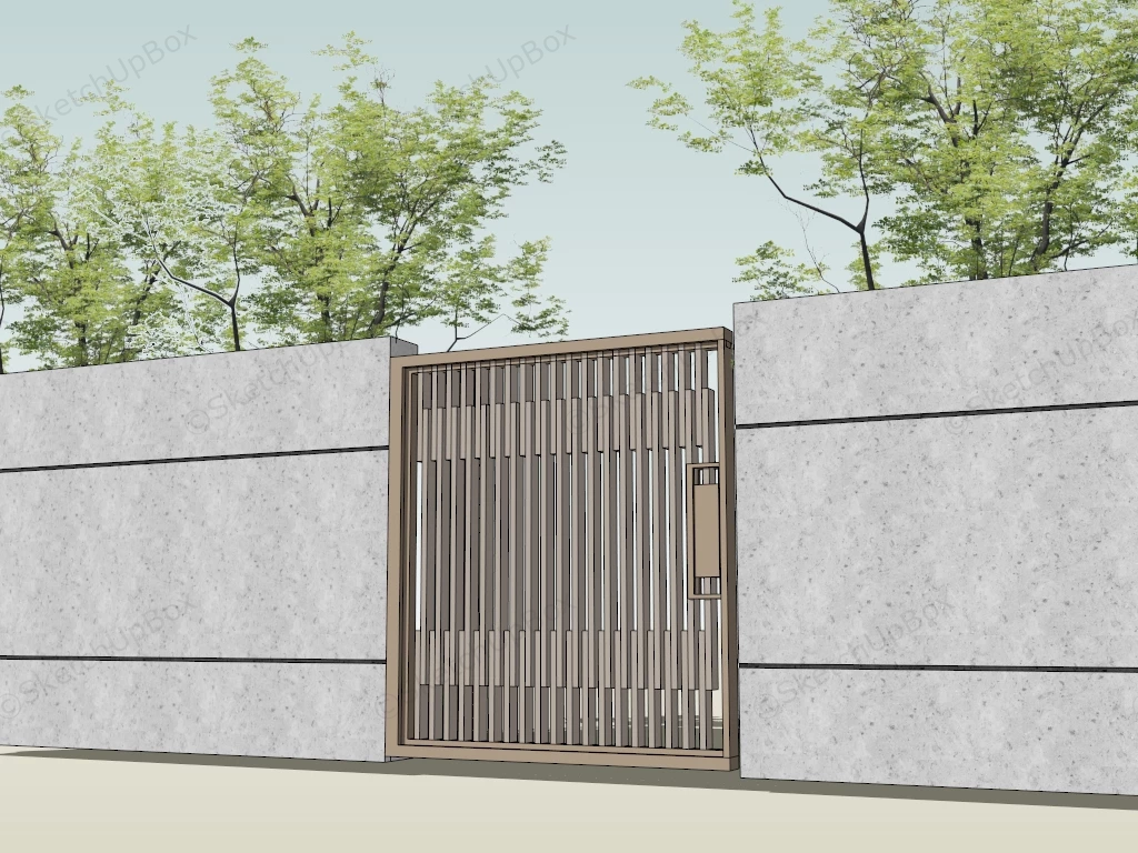 Modern Garden Entry Gate sketchup model preview - SketchupBox
