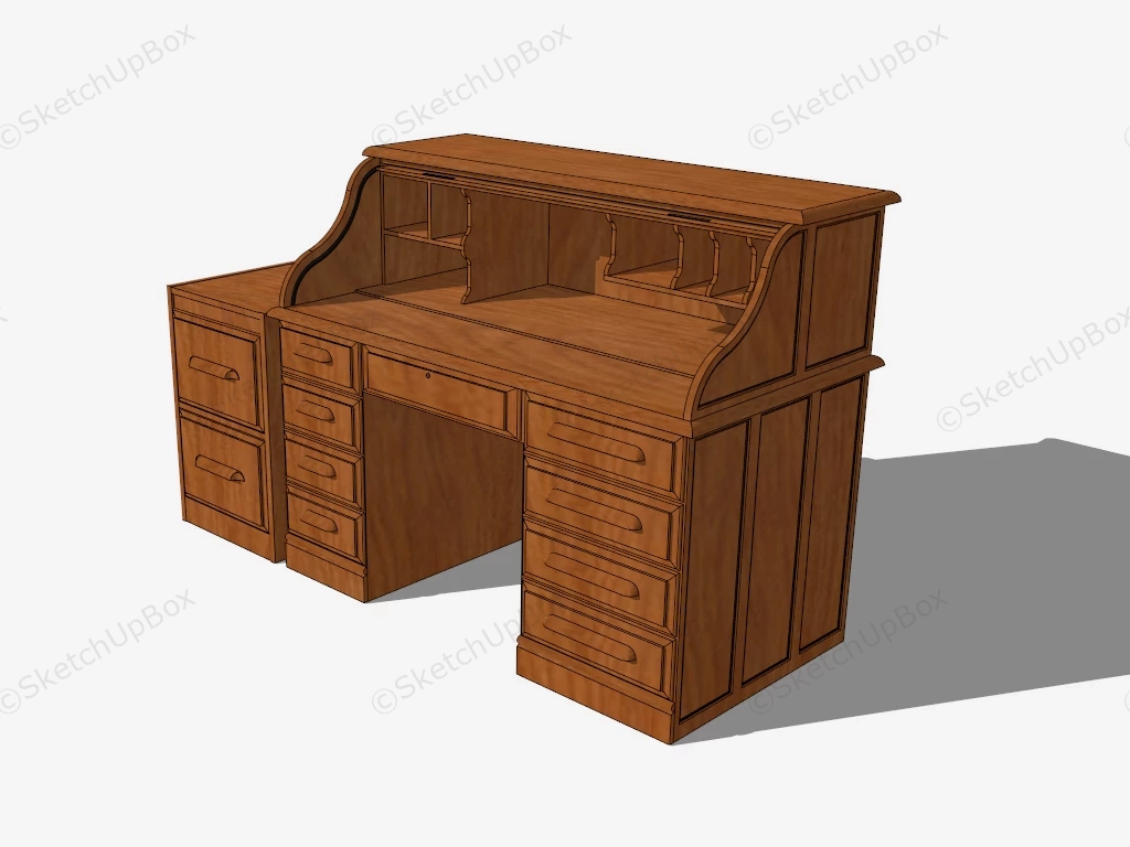 Vintage Secretary Desk sketchup model preview - SketchupBox