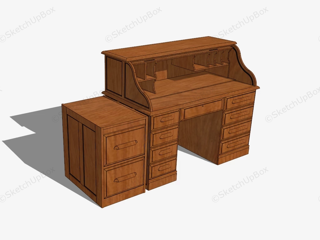 Vintage Secretary Desk sketchup model preview - SketchupBox