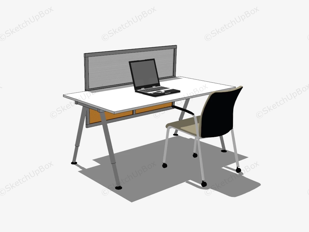 Computer Desk With Privacy Screen sketchup model preview - SketchupBox