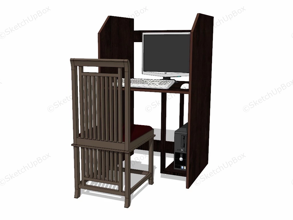 Computer Carrel Desk sketchup model preview - SketchupBox