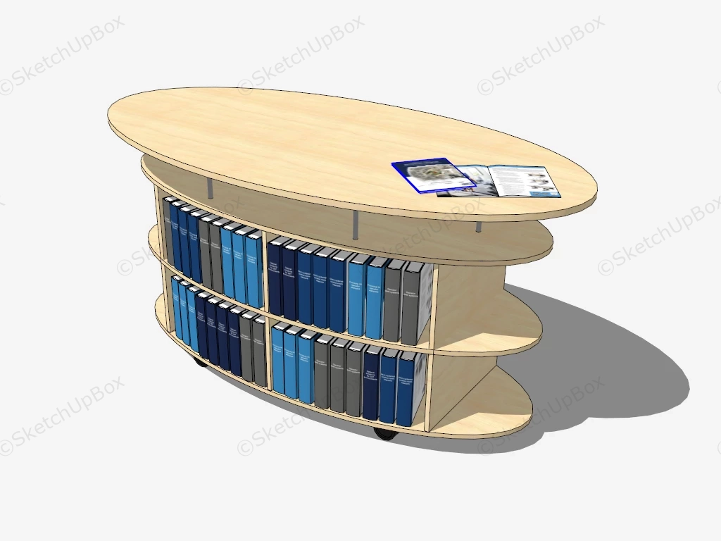 Oval Bookshelf With Wheel sketchup model preview - SketchupBox