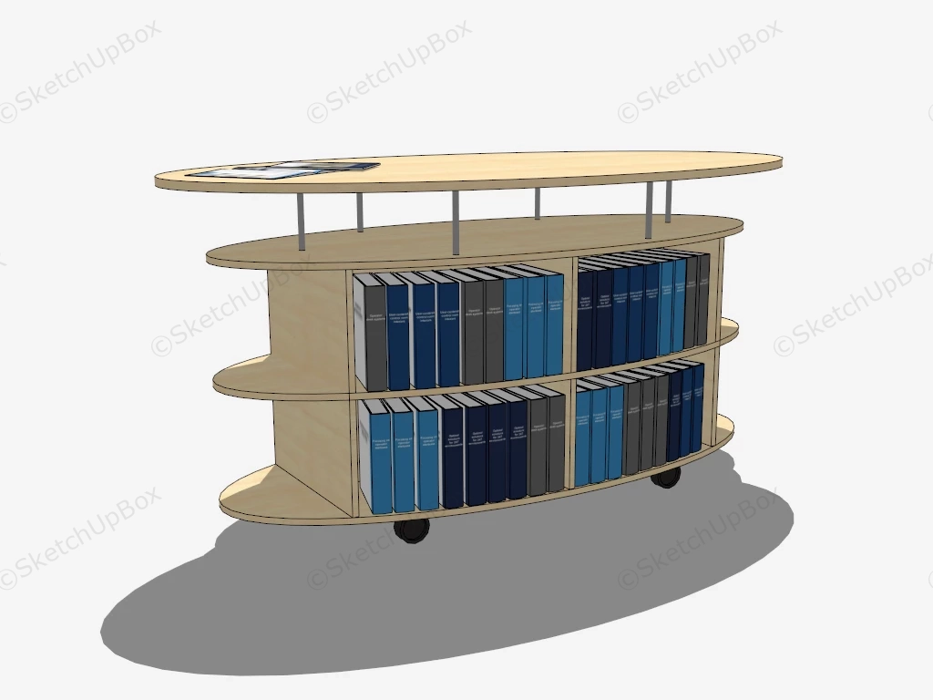 Oval Bookshelf With Wheel sketchup model preview - SketchupBox