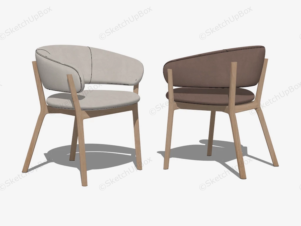 Fabric Tub Dining Chairs sketchup model preview - SketchupBox