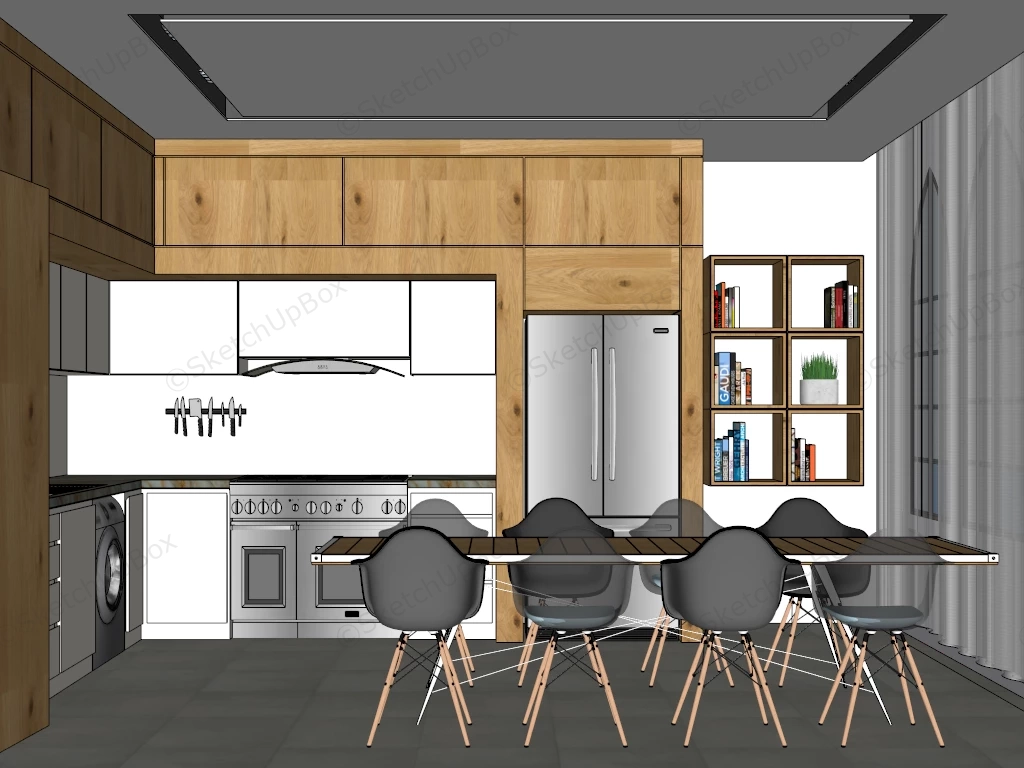 Kitchen With Dining Table Design sketchup model preview - SketchupBox