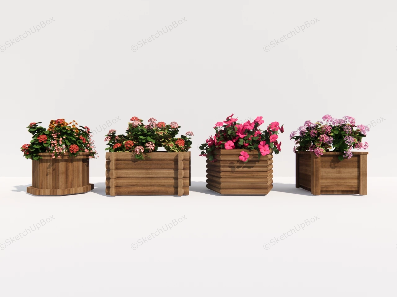 Wood Raised Planter Boxes sketchup model preview - SketchupBox
