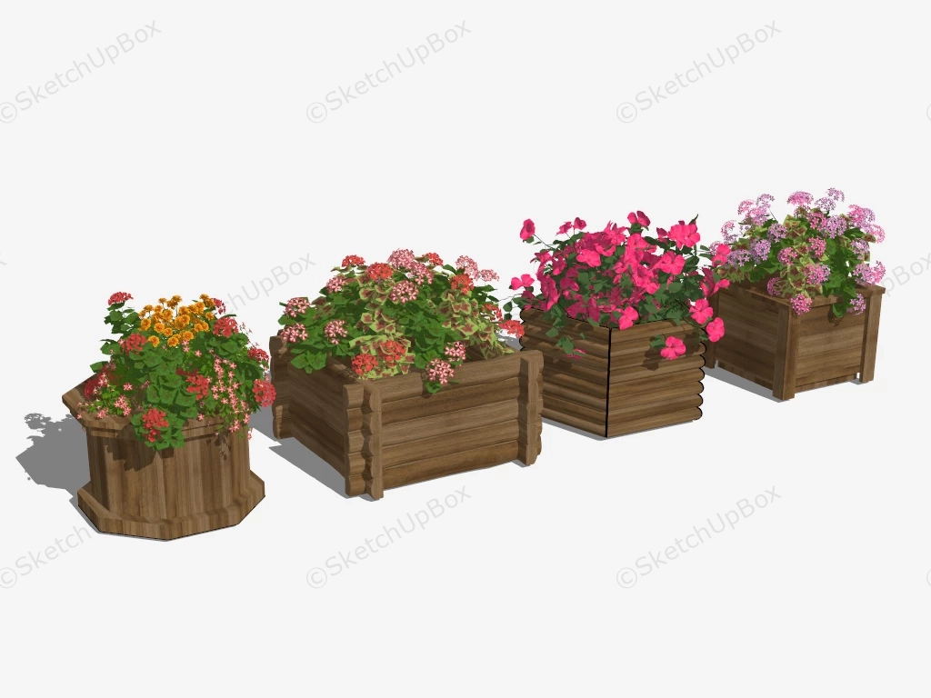 Wood Raised Planter Boxes sketchup model preview - SketchupBox