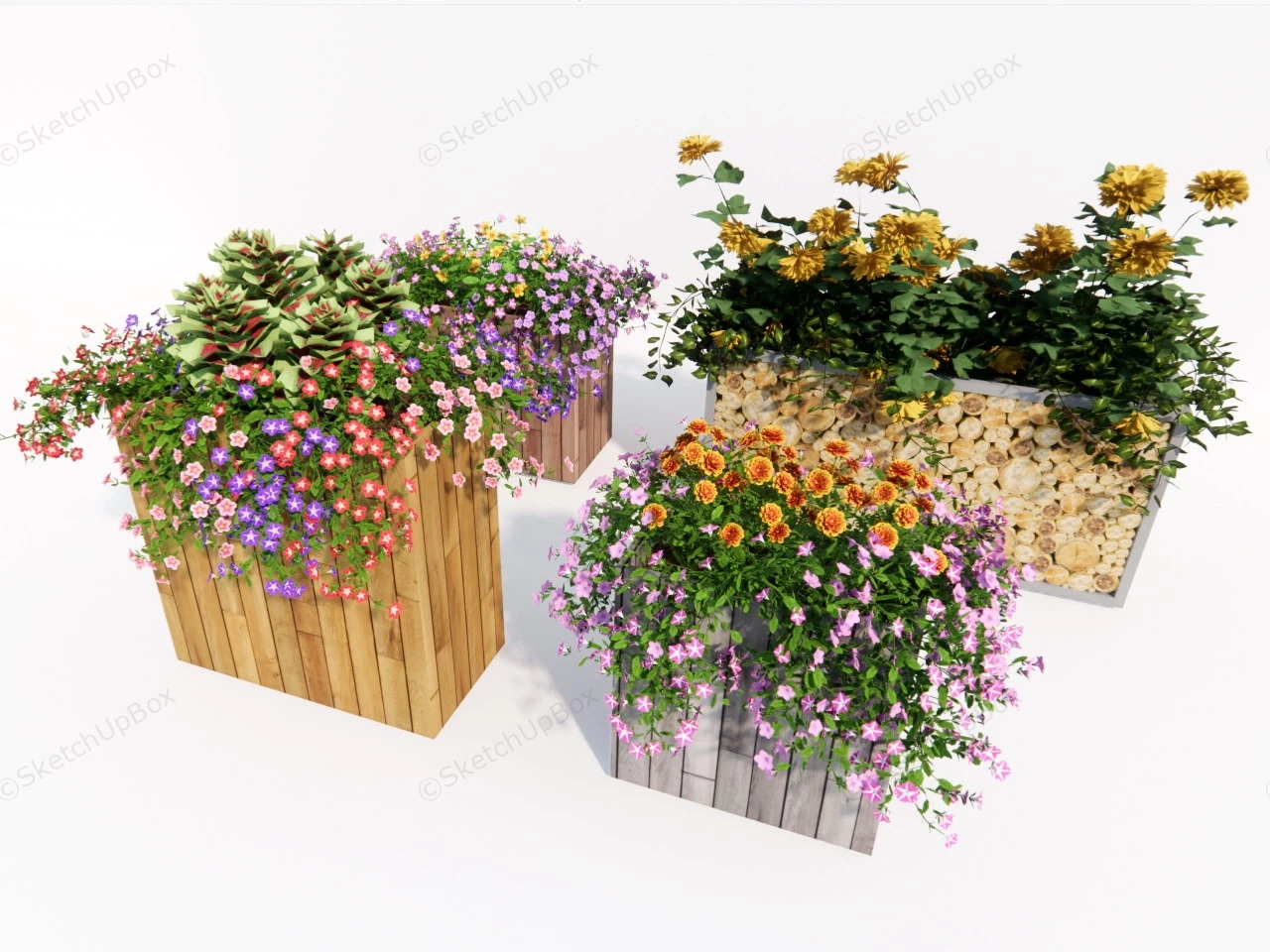 Wooden Flower Planter sketchup model preview - SketchupBox