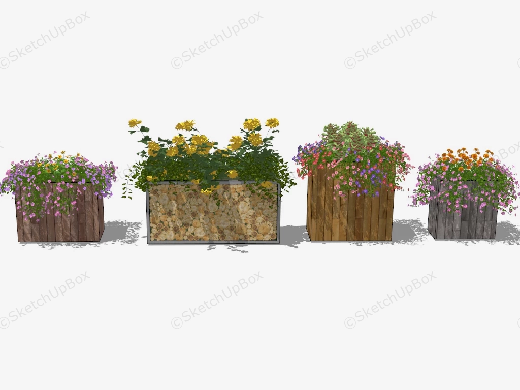 Wooden Flower Planter sketchup model preview - SketchupBox