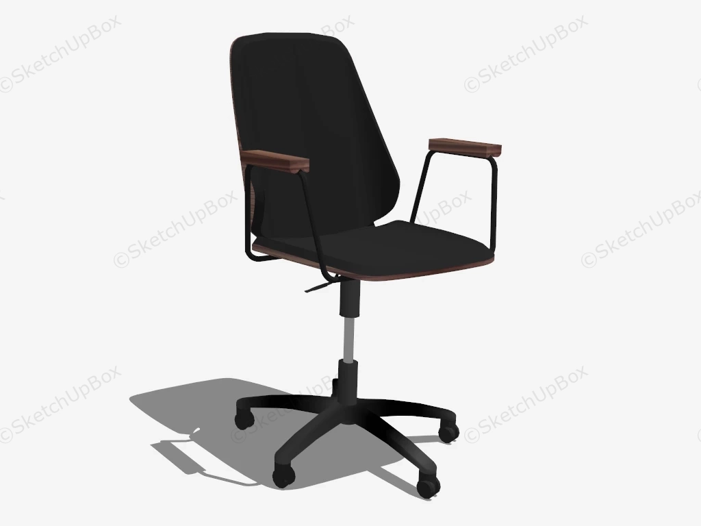 Black Office Chair With Arms sketchup model preview - SketchupBox