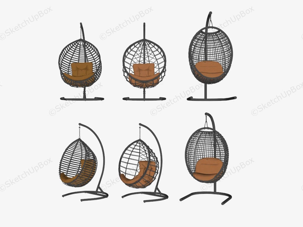 Hanging Egg Swing Chair Collection sketchup model preview - SketchupBox