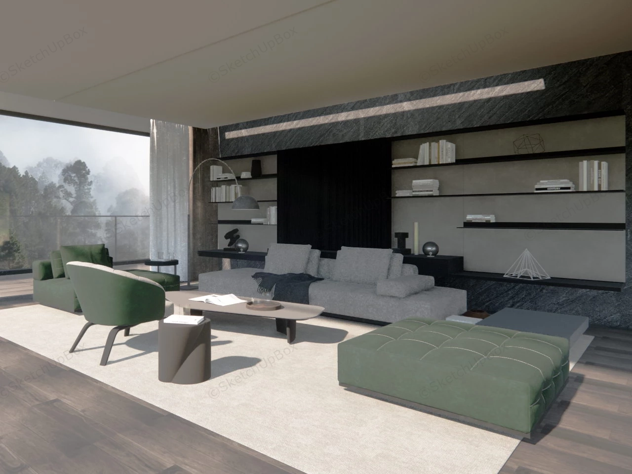 Modern Living Room Idea sketchup model preview - SketchupBox