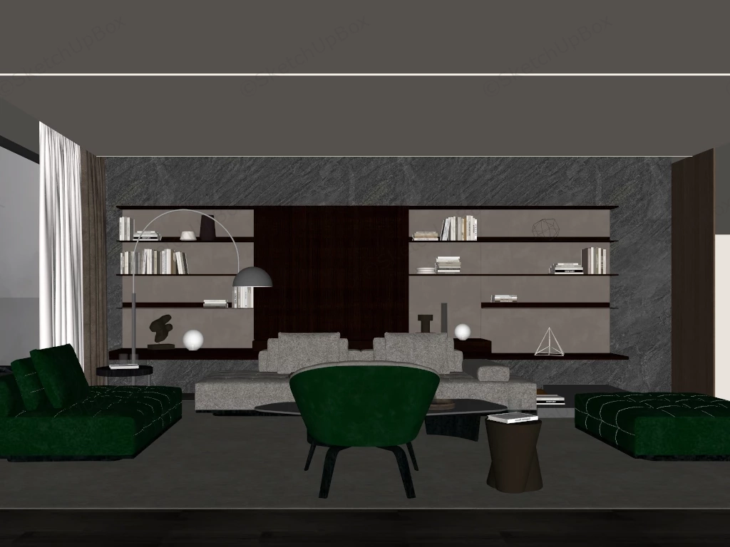 Modern Living Room Idea sketchup model preview - SketchupBox