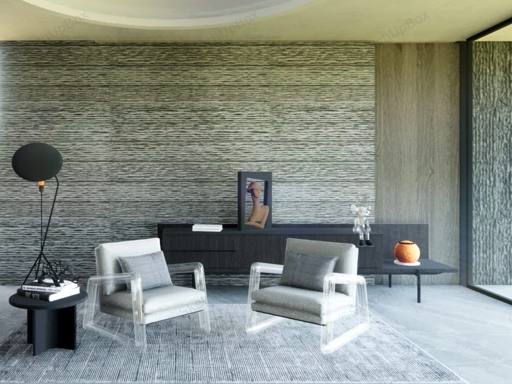 Grey Living Room Idea sketchup model preview - SketchupBox