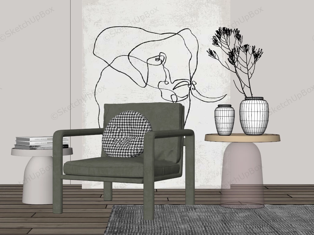 Accent Chair And Table Set sketchup model preview - SketchupBox