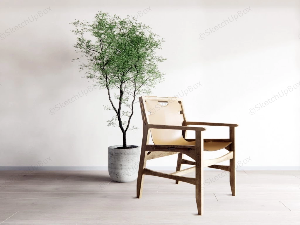 Accent Chair And Houseplant sketchup model preview - SketchupBox