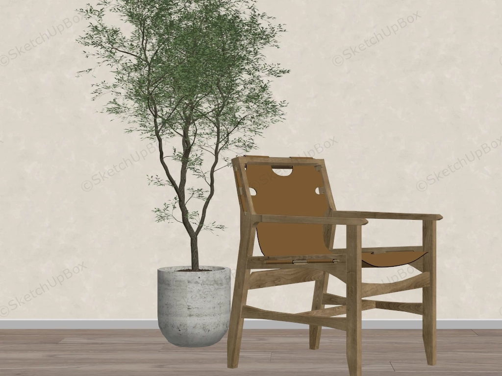 Accent Chair And Houseplant sketchup model preview - SketchupBox
