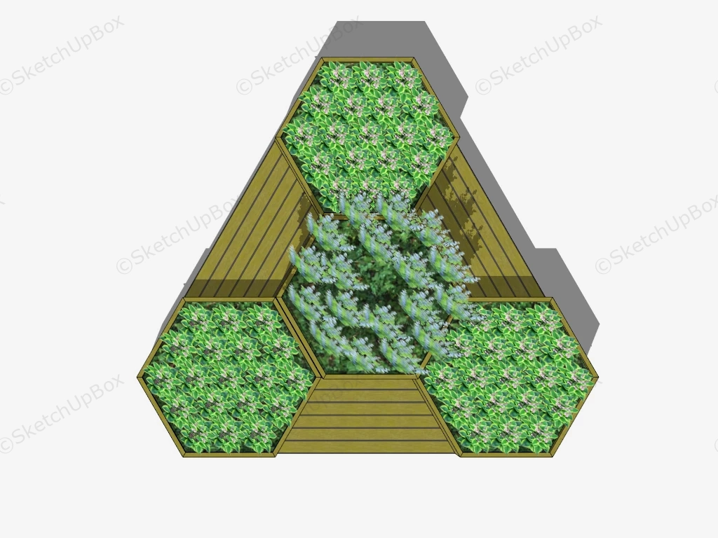 Triangle Garden Bed With Bench sketchup model preview - SketchupBox