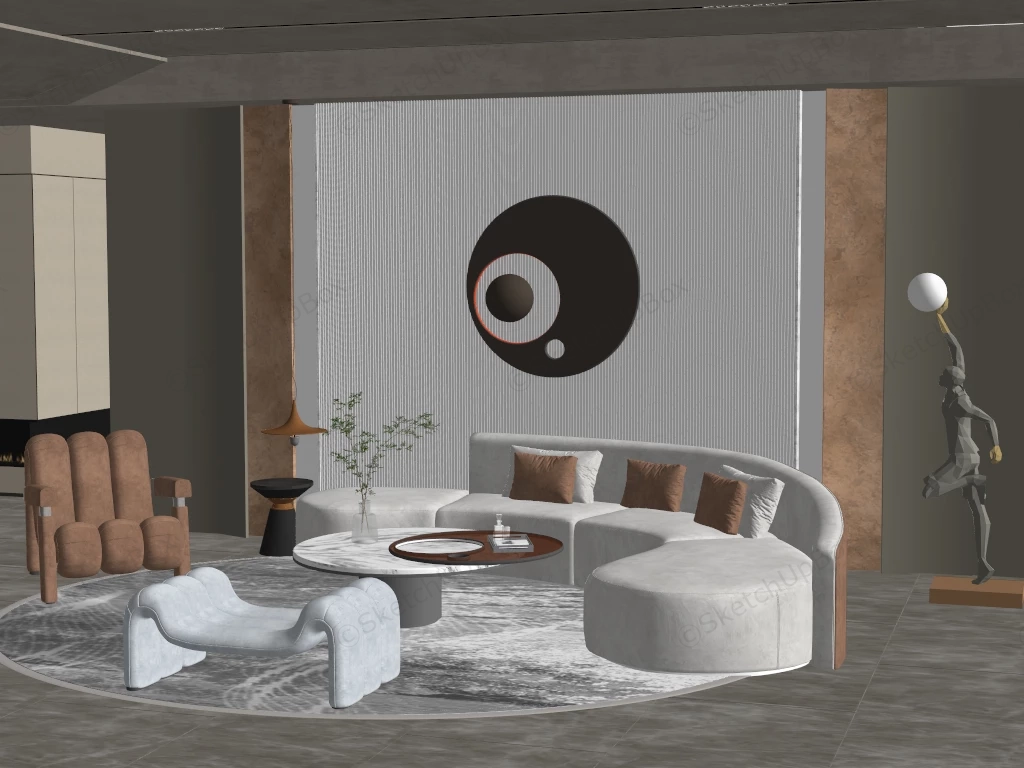 Living Room Postmodern Interior Design sketchup model preview - SketchupBox