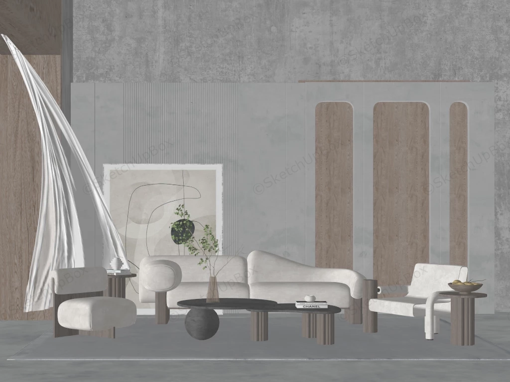 Wabi Sabi Living Room Idea sketchup model preview - SketchupBox