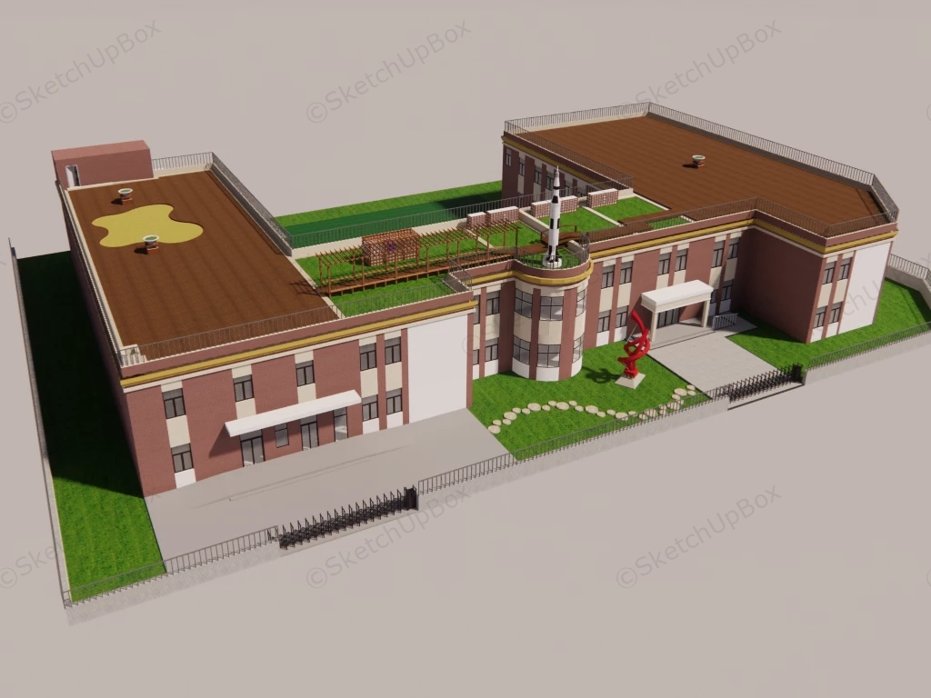Kindergarten School Building sketchup model preview - SketchupBox