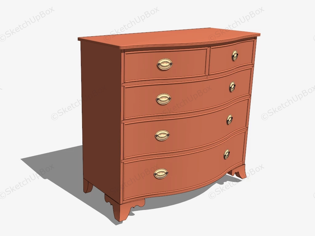 Vintage Mid Century Dresser sketchup model preview - SketchupBox