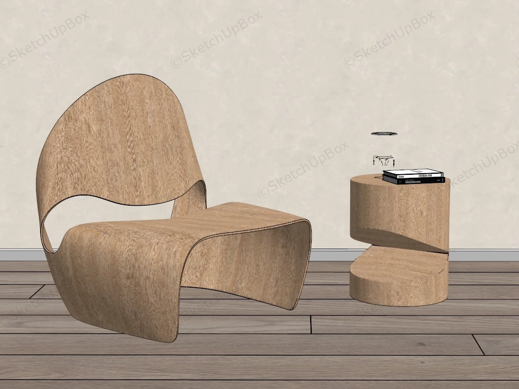 Creative Wood Chair And Table sketchup model preview - SketchupBox