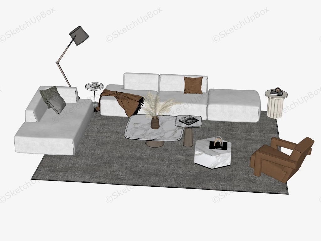 Contemporary Living Room Furniture Set sketchup model preview - SketchupBox