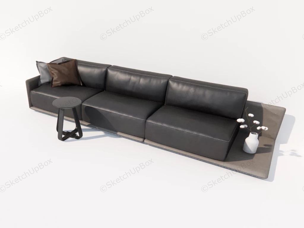 Black Leather Couch sketchup model preview - SketchupBox