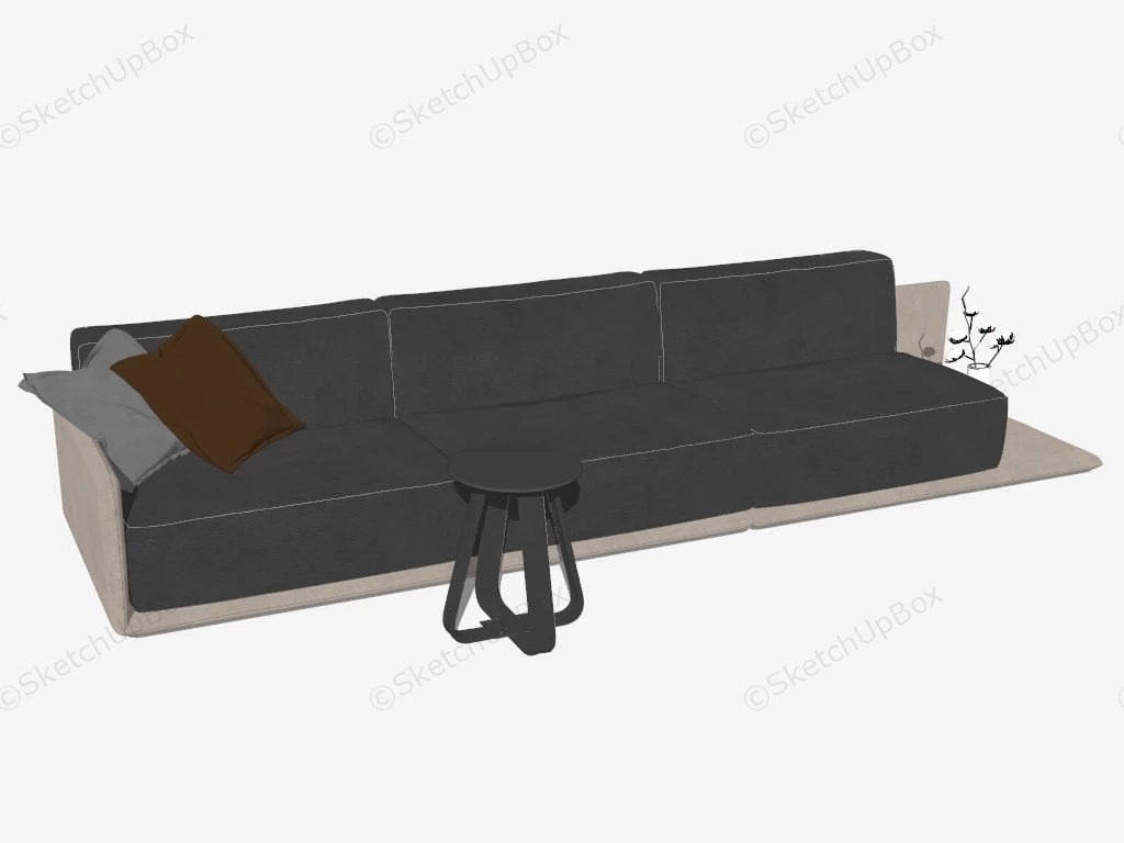 Black Leather Couch sketchup model preview - SketchupBox