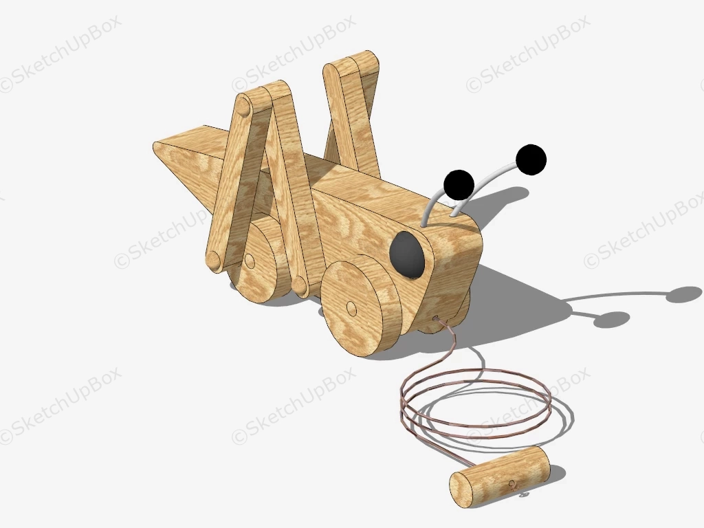 Wood Grasshopper Pull Toy sketchup model preview - SketchupBox