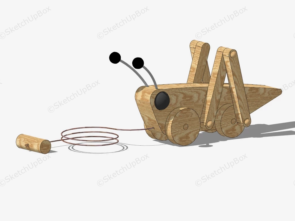 Wood Grasshopper Pull Toy sketchup model preview - SketchupBox
