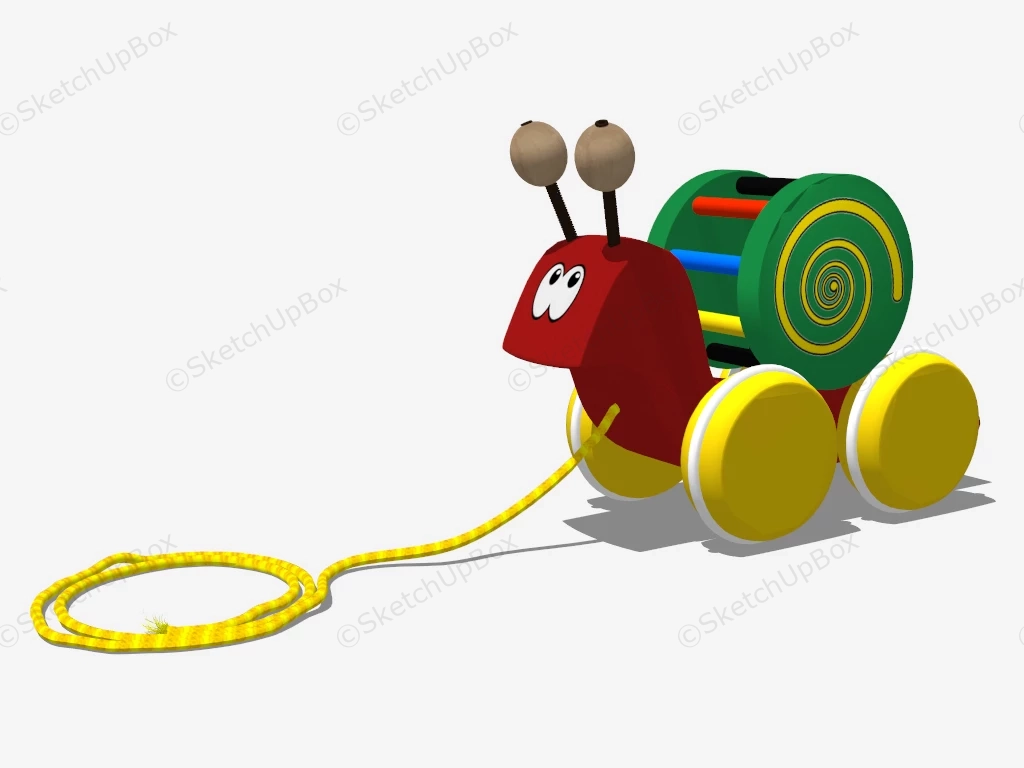Wooden Snail Pull Toy sketchup model preview - SketchupBox