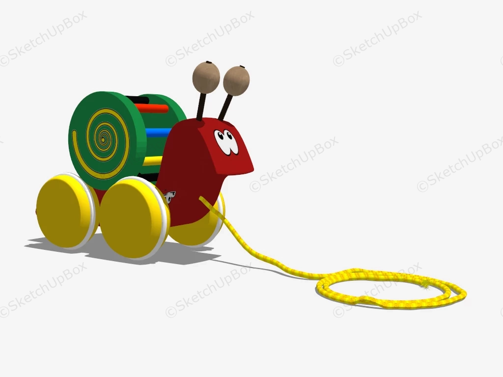 Wooden Snail Pull Toy sketchup model preview - SketchupBox