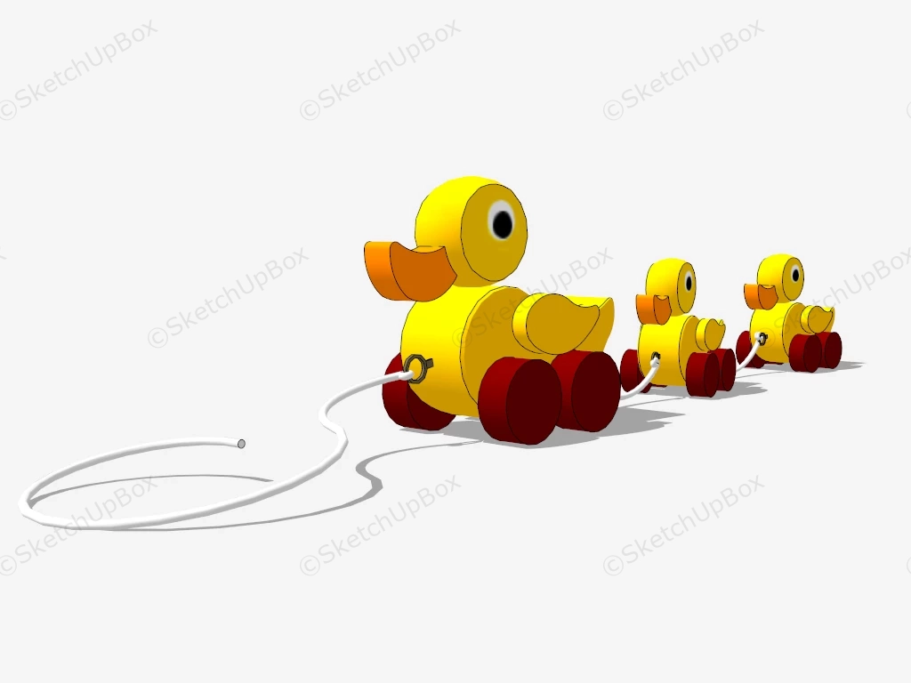 Wooden Pull Toy Baby Duck sketchup model preview - SketchupBox