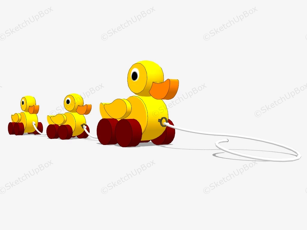 Wooden Pull Toy Baby Duck sketchup model preview - SketchupBox